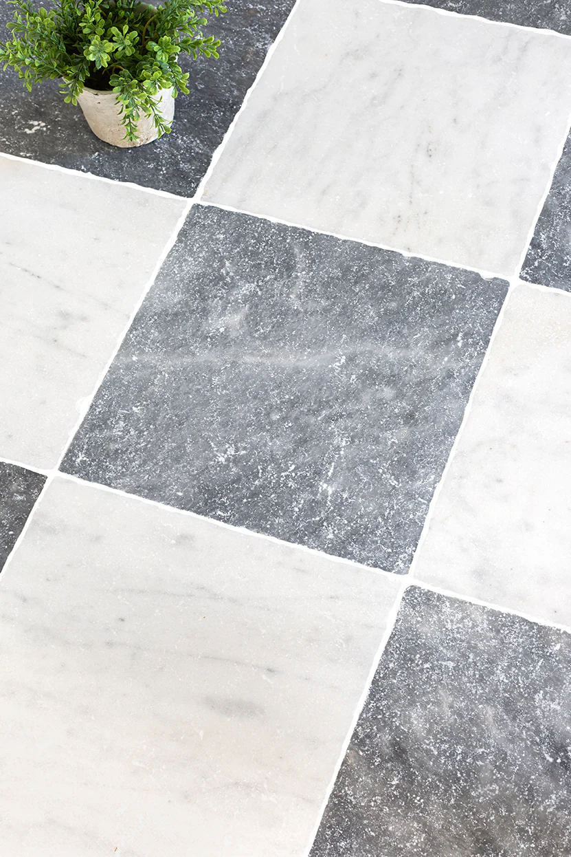 Parisian Chequerboard Tumbled Marble Tiles - Image 4